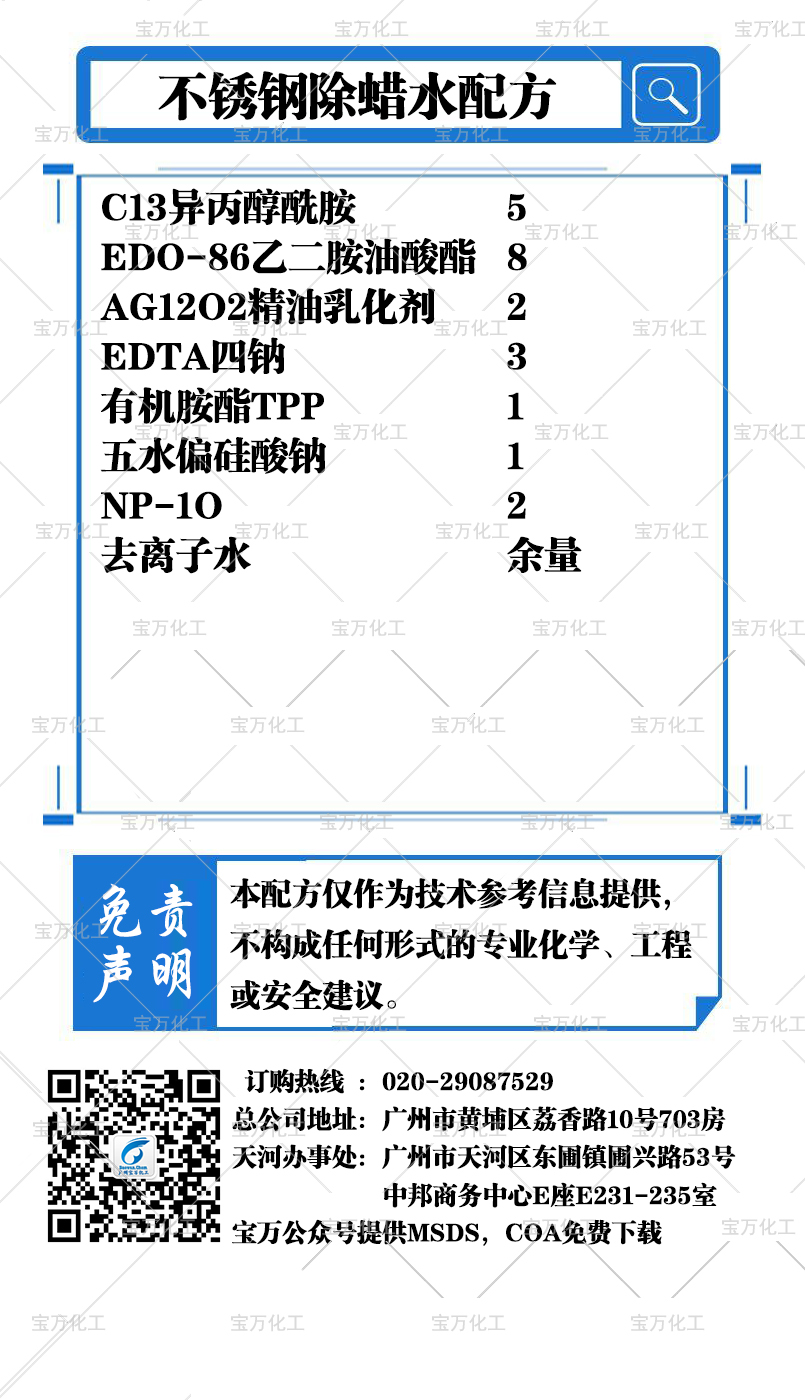 不銹鋼除蠟水配方