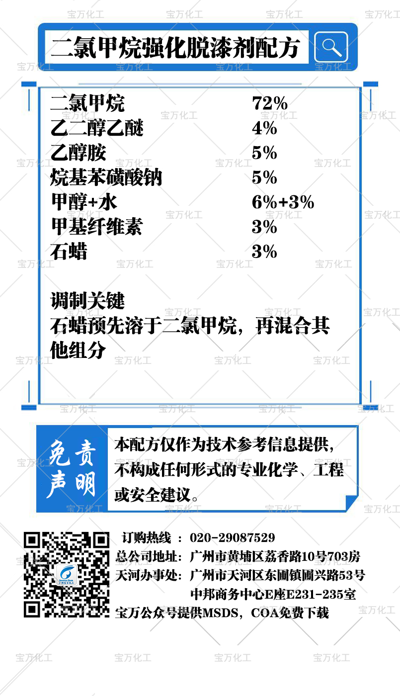 二氯甲烷強(qiáng)化脫漆劑配方